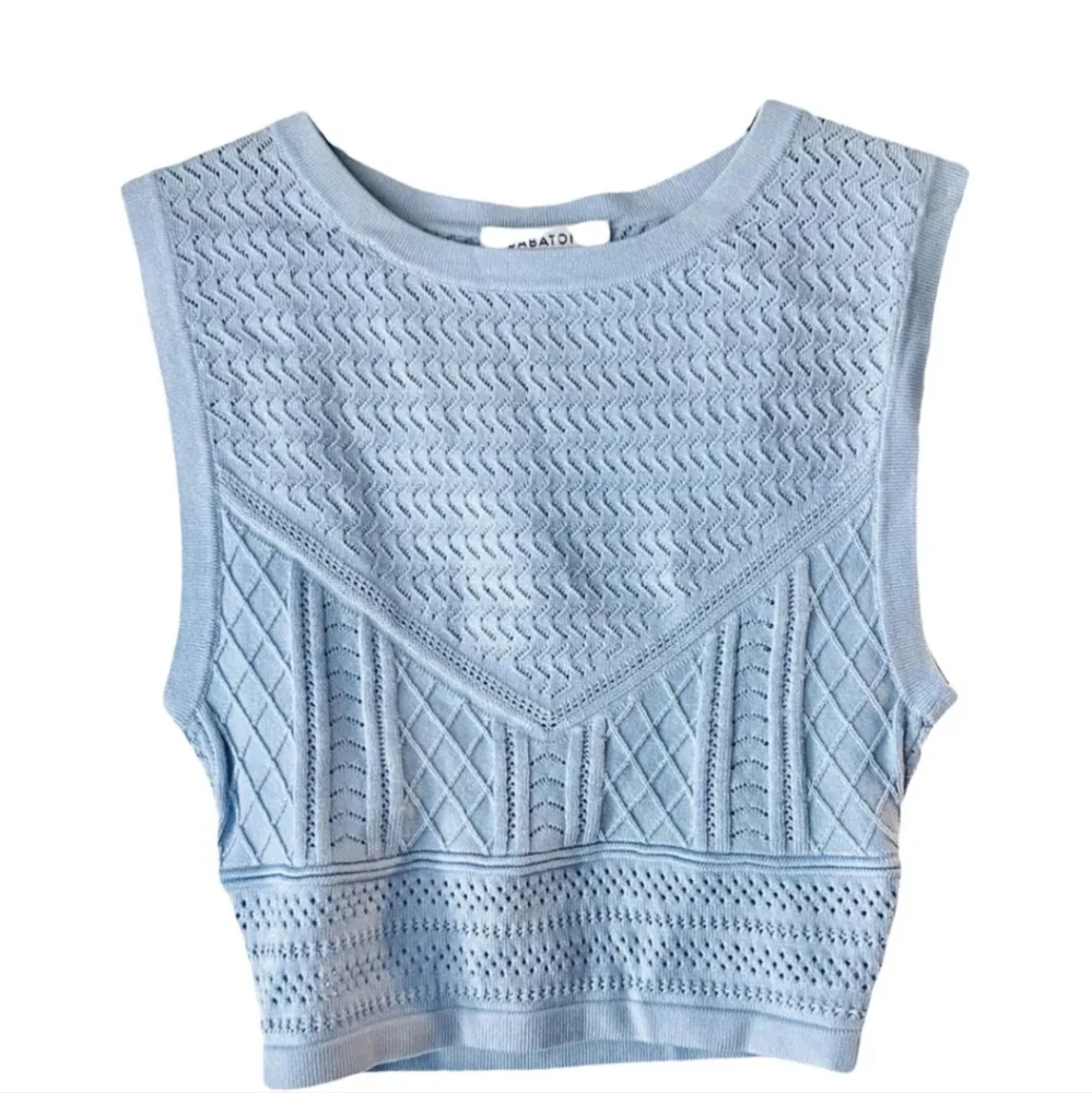 Babaton ARITZIA  Pointelle Sweater tank in Light Blue Size Xs - Picture 2 of 5